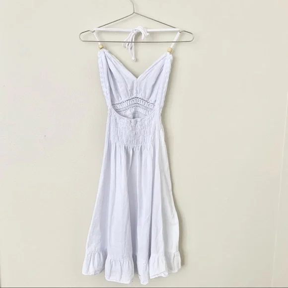 | crochet backless tie halter beach summer cover up dress | - Picture 8 of 10